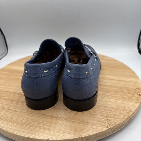 Franco Sarto Women’s Blue Leather Loafers Size 7 Square Toe O-Ring Bit Slip On - Picture 6 of 11